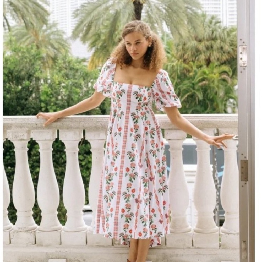 HILL HOUSE The Matilda Dress Size XS red shell vine